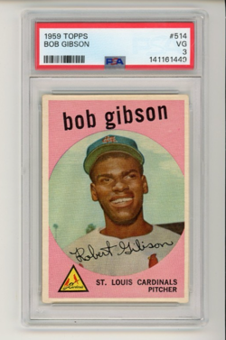 1959 Topps #514 Bob Gibson PSA 3 VG Rookie Card - Image 1