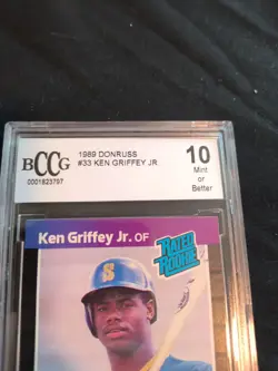 1989 Donruss - Rated Rookie Ken Griffey Jr #33 *Denotes on Back (RC) Beckett 10! - Image 2