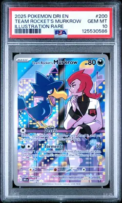 2025 POKEMON DRI EN-DESTINED RIVALS #200 TEAM ROCKET'S MURKROW PSA 10 - Image 1