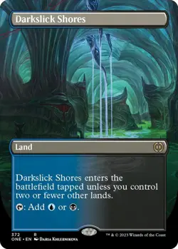 Darkslick Shores (Borderless) Phyrexia: All Will Be One Regular mtg - Image 1