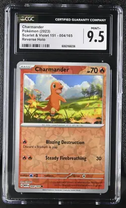 Pokemon Card CGC 9.5 CHARMANDER Reverse Holo #004 Scarlet & Violet 151 MEW EN - Image 1