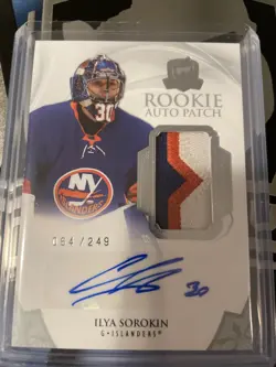 ILYA SOROKIN 2020-21 UPPER DECK THE CUP RPA RC PATCH AUTO SP 3 COLOR 064/249 NYI - Image 3