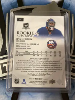 ILYA SOROKIN 2020-21 UPPER DECK THE CUP RPA RC PATCH AUTO SP 3 COLOR 064/249 NYI - Image 4