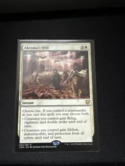 Wizards of the Coast MTG Akroma's Will CMR 003/361 Rare Regular English - Image 1