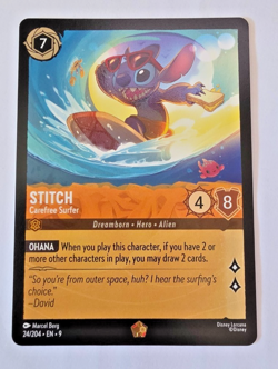 Stitch - Carefree Surfer 24/204 Fabled Regular Legendary Disney Lorcana - Image 1