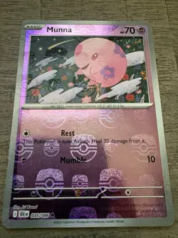 Pokemon TCG Munna 035/086 Reverse Holo Black Bolt Masterball Card - Image 1