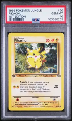 1999 POKEMON JUNGLE 1ST ED #60 PIKACHU PSA 10 - Image 1