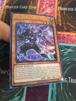 Yugioh Evil Hero Toxic Bubble SUDA-EN001 Ultra Rare 1st Edition Heavily Played - Image 2