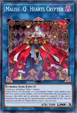 Maliss <Q> Hearts Crypter CRBR-EN020 1st ED NM Yu-Gi-Oh! ULTRA RARE - Image 1