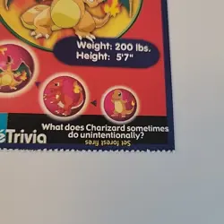 #06 CHARIZARD Burger King 1999 Promotional PokeTrivia Original POKEMON CARD Perf - Image 3
