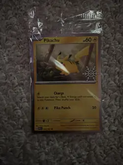 Pikachu 025/165 Holo Pokemon Card Holiday Snowflake Stamp Sealed Pack Fresh - Image 1