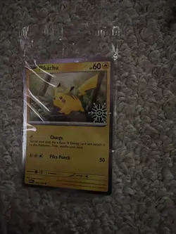 Pikachu 025/165 Holo Pokemon Card Holiday Snowflake Stamp Sealed Pack Fresh - Image 2