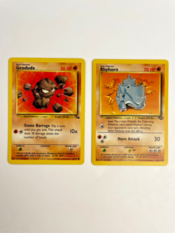 Geodude #47 & Rhyhorn #61 – Fossil, Jungle Set (1999) – Pokemon Cards - Image 1