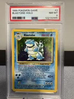 1999 Pokemon Base Unlimited #2 Blastoise Holo Card GRADE PSA 8 NM-MT - Image 1