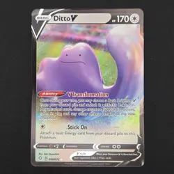 Pokemon TCG Card Ditto V 050/072 Shining Fates Ultra Rare Holo - NM - Image 1