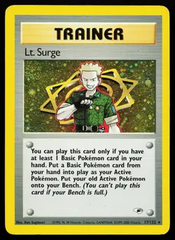 Lt. Surge 17/132 Unlimited Holo Rare Gym Heroes Pokemon Card - Image 1
