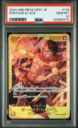 PSA10 Portgas D Ace OP07-119 One Piece Card Japanese GEM MT - Image 1