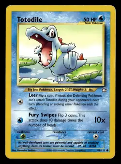 Totodile 81/111 Unlimited Common Neo Genesis Pokemon Card - Image 2