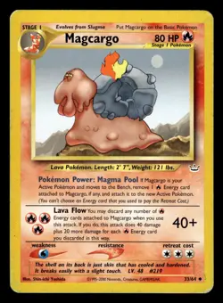 Magcargo 33/64 Uncommon Neo Revelation Set Pokemon Card - Image 1