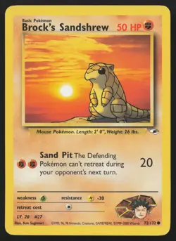Brock's Sandshrew 72/132 Unlimited Common Gym Heroes Pokemon English NM - Image 1