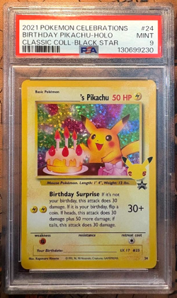 PSA 9 - Birthday Pikachu Holo 24 Celebrations Classic Collection Pokemon TCG - Image 1