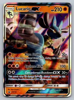 Lucario GX - SM100 Holo Promo Sun & Moon Promo Pokemon Heavily Played - Image 1