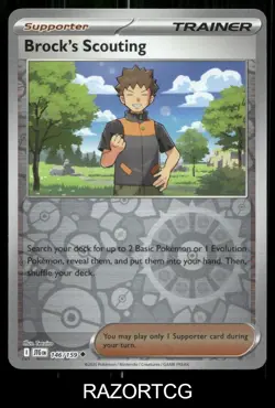 BROCK'S SCOUTING 146/159 UC JOURNEY TOGETHER POKEMON REVERSE HOLO NM/M - Image 1