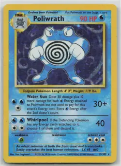 Poliwrath 13/102 Holo Rare Base Set Unlimited Pokemon Heavily Played - Image 1