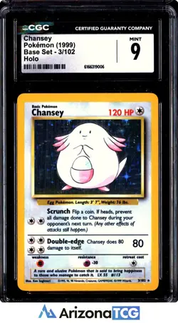 Pokemon 1999 Chansey 3/102 Holo Base Set CGC 9 - Image 1