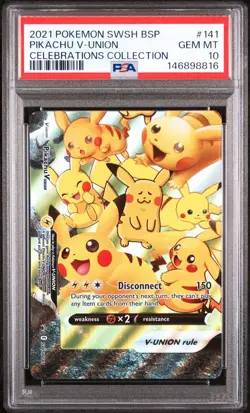 PSA 10 Gem Mint Pikachu V-Union #141 Celebrations Collection 2021 Pokemon SWSH - Image 1