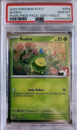 2025 POKEMON PLAY! POKEMON PRIZE PACK: SER 7 HOLO #004 BUDEW PSA 10 - Low Pop 8 - Image 1