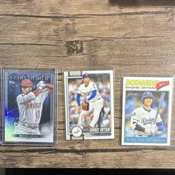 Topps Shohei Ohtani 3-Card Lot - Stars of MLB/Heritage Dodgers Inserts - Image 1