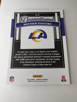 2025 Panini Donruss NFL Oversized DOWNTOWN MATTHEW STAFFORD #6 Rams NM - Image 2
