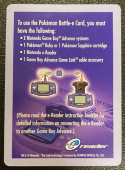 Pokemon Battle E Card Instruction e-Reader Card (2023) - For GBA Nintendo - Image 1