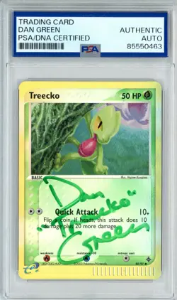 PSA Signed Dan Green Pokemon Trading Card Game Treecko 80/97 Dragon Reverse Holo - Image 1