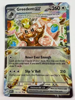 Pokemon Card Greedent ex 179/197 Obsidian Flames Holo Double Rare NM - Image 1