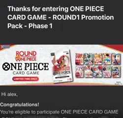One Piece x Round 1 Promo Pack Presale - SET OF 10 PACKS One Piece Trading Cards - Image 2