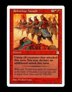 RELENTLESS ASSAULT Portal Three Kingdoms MTG Card Magic P3K English Rare NM+ - Image 1