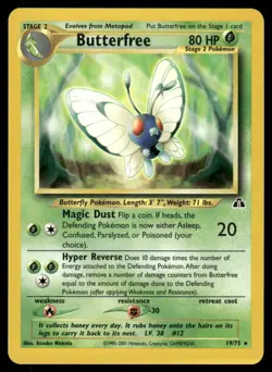 Pokemon Cards Butterfree 19/75 Neo Discovery Rare NM - Image 1
