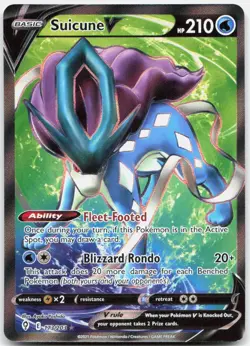 Pokemon TCG Suicune V (Full Art) 173/203 SWSH07: Evolving Skies 2021 NM - Image 1