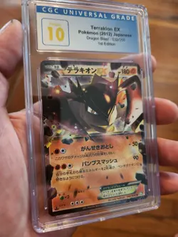 (POP 1) CGC 10 PRISTINE Pokemon Terrakion EX 032/050 Dragon Blast Japanese - Image 1