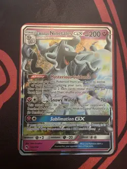 Pokemon TCG English Card Lost Thunder Alolan Ninetales GX 132/214 Holo Rare - Image 1