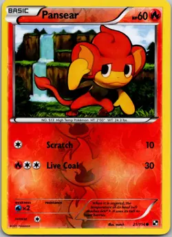 POKEMON PANSEAR 21/114 COMMON REVERSE HOLO BLACK & WHITE NM/M - Image 1