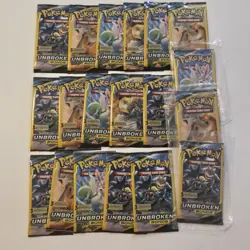 Sun & Moon Unbroken Bonds Mini 3 Card Booster Pack Lot Of 22 Packs - Image 1