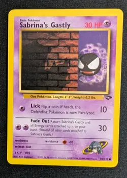 Sabrina's Gastly 96/132 Common Gym Challenge Pokemon Moderately Played - Image 1