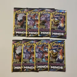 Pokemon Sun & Moon Unified Minds 3 Card Mini Booster Pack 8 Packs Art Sets - Image 1