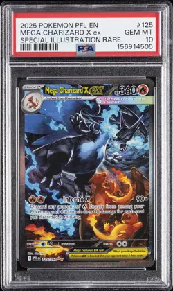 2025 POKEMON PFL EN-PHANTASMAL FLAMES #125 MEGA CHARIZARD X EX PSA 10 - Image 1