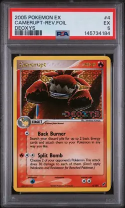 Pokemon Camerupt Reverse Holo Stamp ex Deoxys 4/107 PSA 5 (EX) RegradedUUU - Image 1