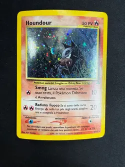 Pokemon Houndour 5/75 Neo Discovery Rara Holo Unlimited Wizards IT Carte Vintage - Image 1