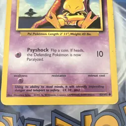 Pokemon TCG Abra 043/102 Base Set Common Unlimited Regular English 1999 30HP - Image 2